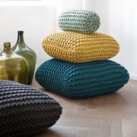 Coussin de sol en tricot, jaune - 55 x 55 cm